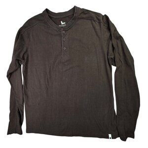 Field & Stream Shirt Mens L Brown Long Sleeve Henley Cotton Casual Hiking Layer